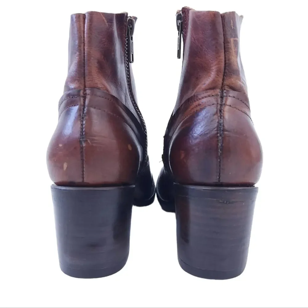 Freebird Leather Boots Sz 7 Salt Side Zip Brown Distressed Festival Boho Boots